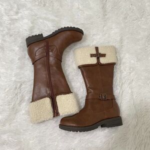 Unr8ed Toddlers Faux Leather Mid Calf Winter Boots Brown Size 3M Winter Casual